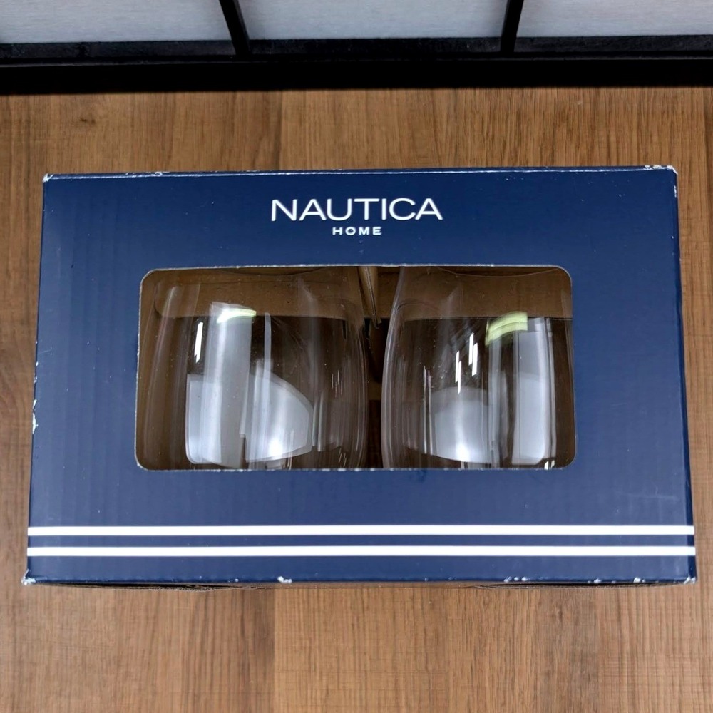 Nautica Home Outdoor‎ Set of 4 Stemless Wine Glasses 15oz BPA Free Clear